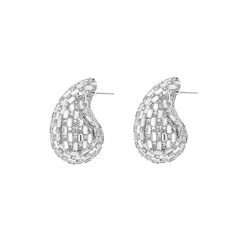 Glitzernde, klobige Strass-Ohrstecker-Set in Tropfenform für Damen, Wassertropfen-Schmuck, Metall, Kein Edelstein von Jukoclut