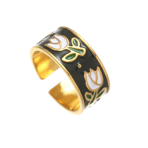 Jukoclut Damen-Ring, Tulpenring, Edelstahl, Statement-Ring, Schmuck, Muttergeschenk, Edelstahl, Kein Edelstein Jukoclut Damen-Ring, Tulpenring, Edelstahl, Statement-Ring, Schmuck, Muttergeschenk, Edelstahl, Kein Edelstein von Jukoclut