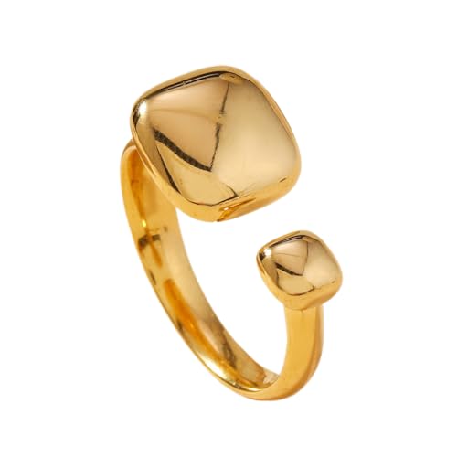 Jukoclut Klobiger Statement-Ring für Damen, 18 Karat vergoldet, Edelstahl, Zirkonia, Verlobungsringe, Edelstahl, Zirkonia von Jukoclut