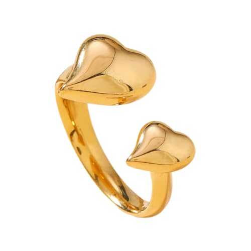 Jukoclut Klobiger Statement-Ring für Damen, 18 Karat vergoldet, Edelstahl, Zirkonia, Verlobungsringe, Edelstahl, Zirkonia von Jukoclut