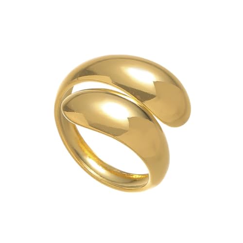 Jukoclut Zarter Edelstahlring für Damen, klobig, verstellbar, für Paare, Geschenk, Edelstahl, Kein Edelstein von Jukoclut