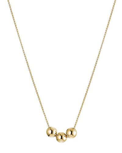 Jukserei Halskette Damen Gold - Boules Kette mit drei Kugeln aus Sterling Silber 925 24K Vergoldet - Kette: 45 cm mit 5 Kugeln: je Ø 3 mm - CH-557N-G von Jukserei