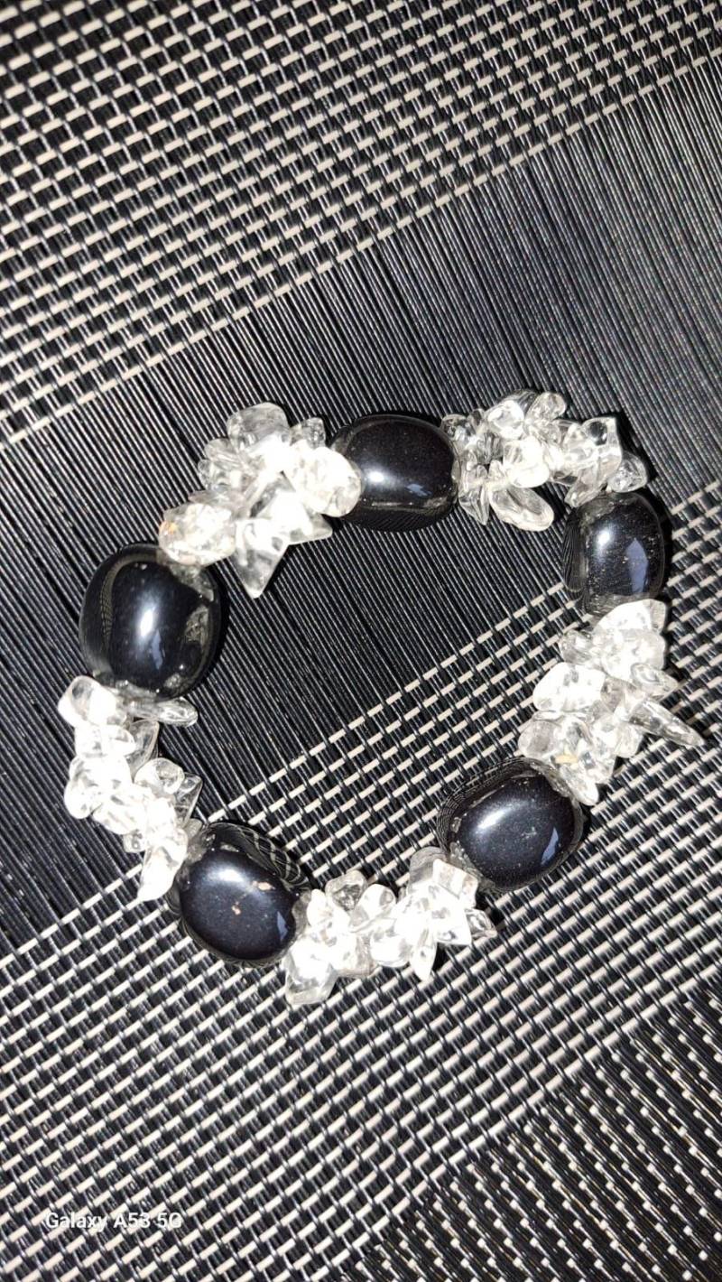 Armband Hämatit Mit Durchsichtigen Glassplittern - Modeschmuck von JulesLaedchen