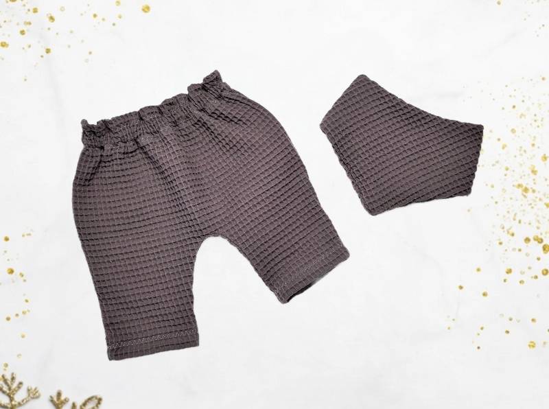 Unisex Paperbag Hose Für Baby Und Kleinkind Gr. 50 Bis 104 Waffel Piqué Aus 100% Baumwolle Braun Uni Einfarbig - Einzelstücke von JulesTraumstuebchen