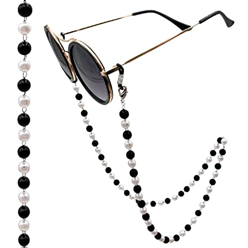 Julesmar Brillenkette mit Perlen BORA BORA - Schwarz Weiß // Elegante Brillenkordel, Brillenband für Sonnenbrille, Lesebrille // Glasses Chain with Pearls - Black & White - Sommer Accessoire 2023 von Julesmar