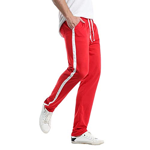 Julhold Hose für Herren, gerader Schnitt mit Taschen, Frühling, Sommer, Business, Workout, Kurze Hose, lockere Passform, Haremshose (Rot, L) von Julhold