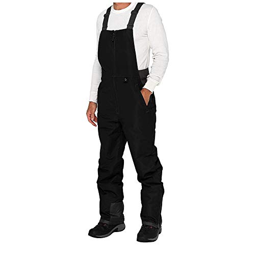 Julhold Schneeflockenmuster wasserdichte Herren-Arbeitskleidung Schlanke, Gerade Hose Sling-Jumpsuit-Skihose(Schwarz,6XL) von Julhold