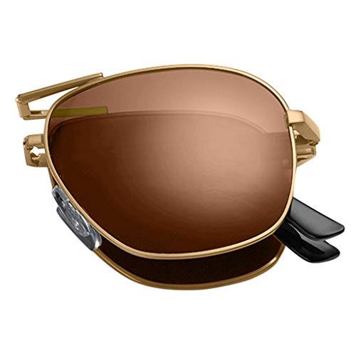 Julhold Sonnenbrille Leichte Unisex Brille Schutz Ultraleicht Rahmen Sommer Polarisierte Faltbare Augenbrauen Bleistift Sonnenbrillen Mode Brille Fliegerbrille Überziehbrille(Kaffee) von Julhold