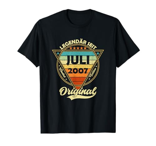Damen Legendär seit Juli 2007 18.Geburtstag Junge 18 Jahre T-Shirt von Juli Jahrgang 2007 Geburtstag