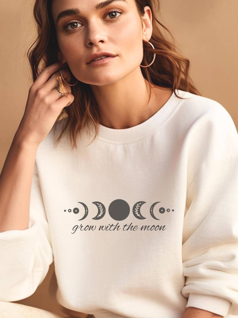 Mondphasen Pullover, Mystical, Celestial Hoodie, Vintage Spiritueller Pullover | Boho Mond Geschenk Für Yoga Und Meditation Lover von JuliFeel