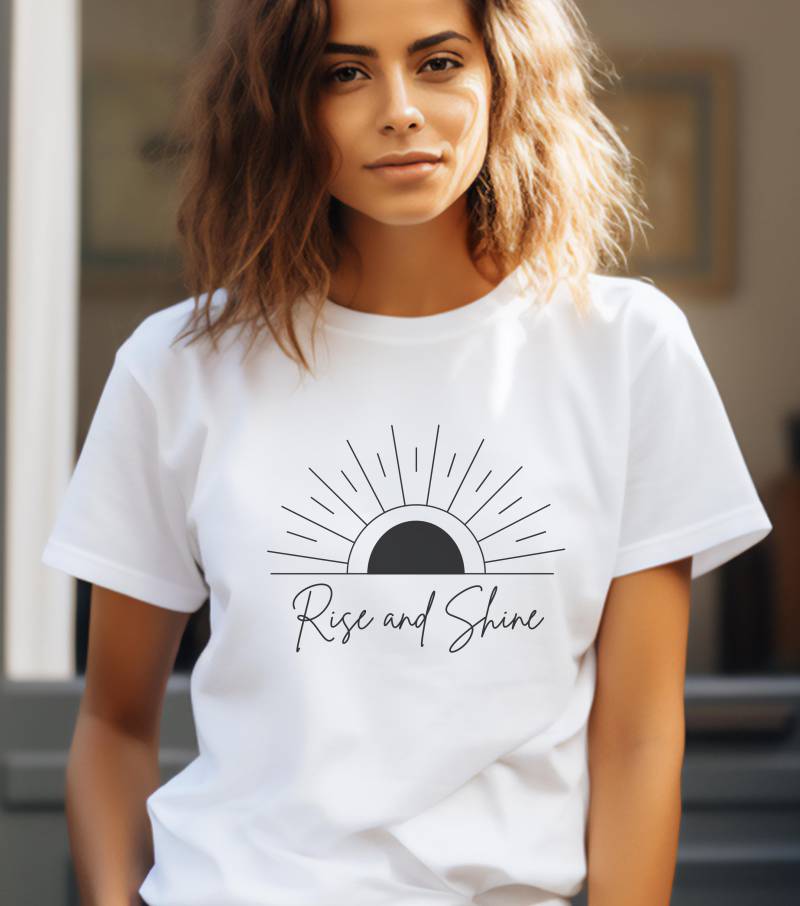 Spiritual Boho Sun Design Rise & Shine T-Shirt - Perfect For Yoga, Meditation, Astrology & Mental Health Lovers, Self-Care Gift von JuliFeel