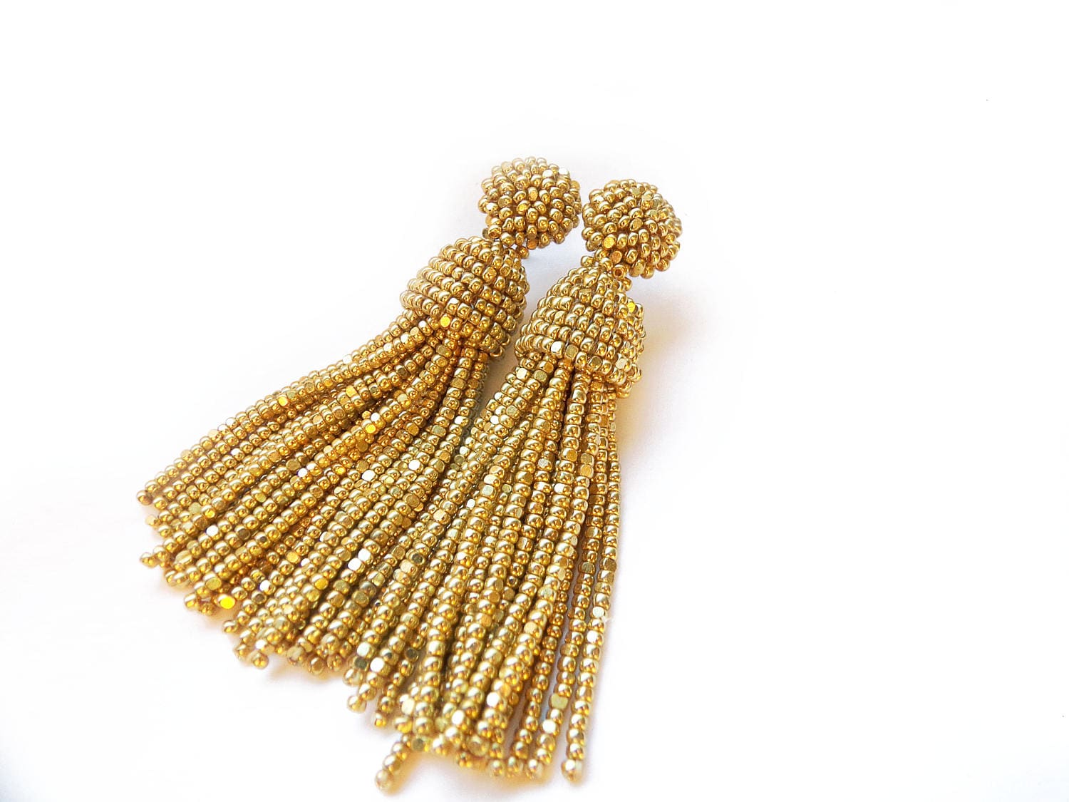 Gold Perlen Quasten Ohrringe Charlotte Rocailles Perlen, Oscar De La Renta Stil von JuliMarBeads