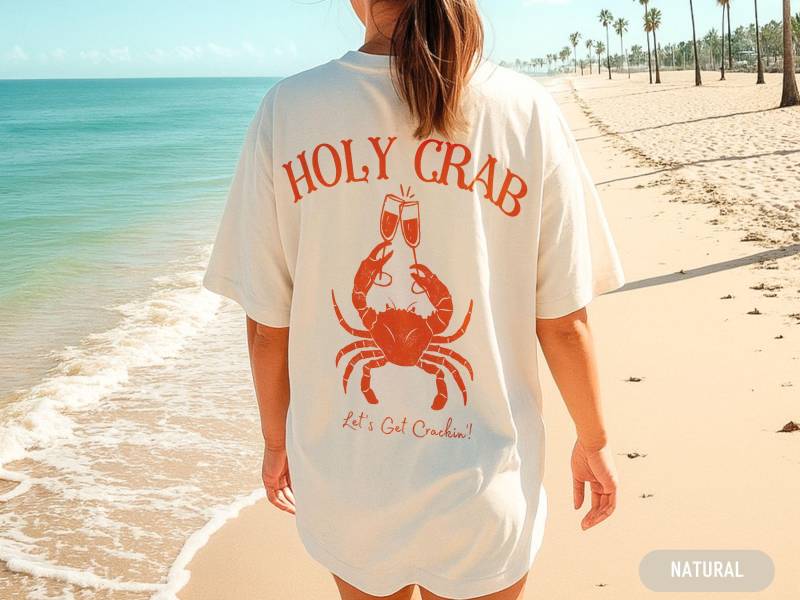 Heilige Krabbe Strand Shirt, Lustige T-Shirt, Lustiges Sommer Strandparty Sommerferien Vibes, Trendiges Outfit, Kreuzfahrt Party T-Shirt von JuliParkStudio