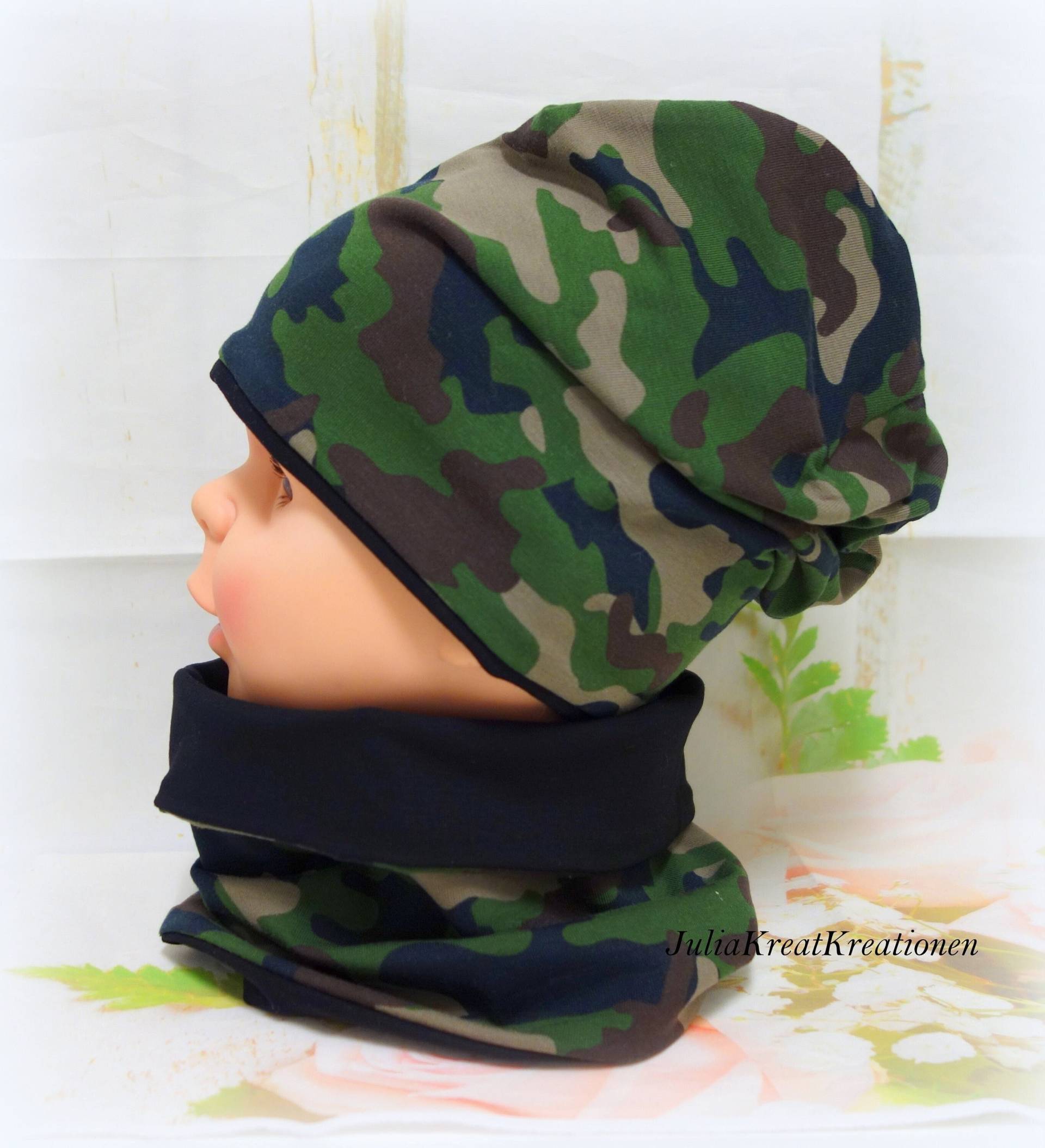 Camouflage Beanie Mütze Wendemütze Loop Set Camouflage Militärisch Khaki/Schwarz Blau Grau Sternen Wunschgröße Handarbeit Neu Camouflage Beanie Mütze Wendemütze Loop Set Camouflage Militärisch Khaki/Schwarz Blau Grau Sternen Wunschgröße Handarbeit Neu von JuliaKreatKreationen