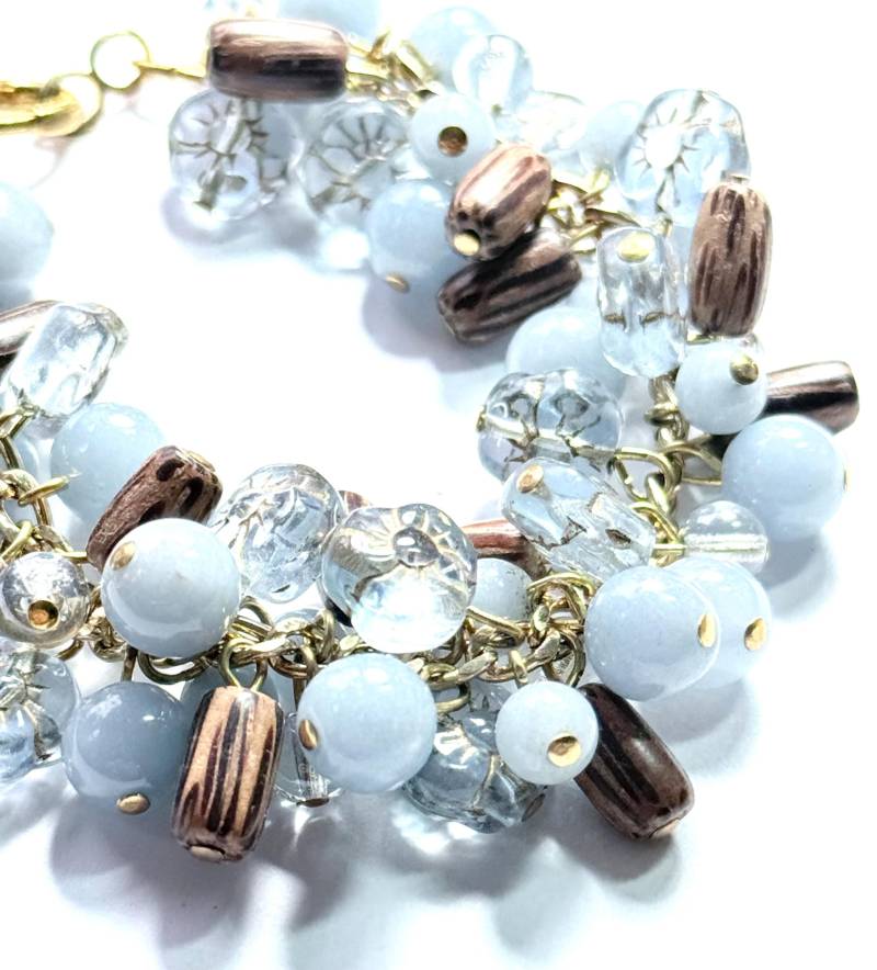 Handgefertigtes Angelit Edelstein Armband - Chunky Blue Beaded Design By Julia Lee von JuliaLeesEtsyShop