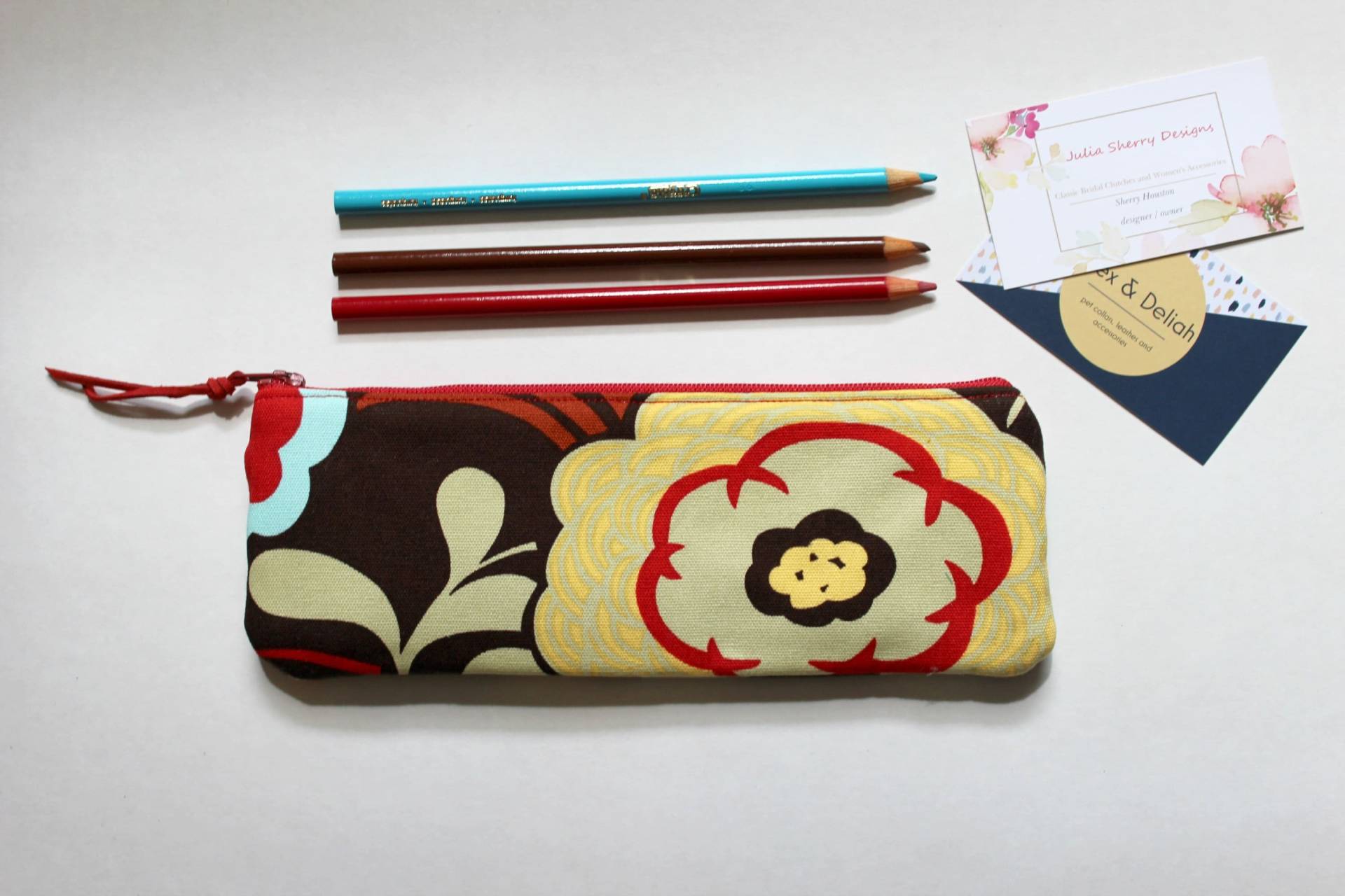 Mäppchen, Braune Blumenbeutel, Kosmetiktasche, Federmäppchen, Kleine Geschenke Unter 15 Jahren von JuliaSherryDesigns