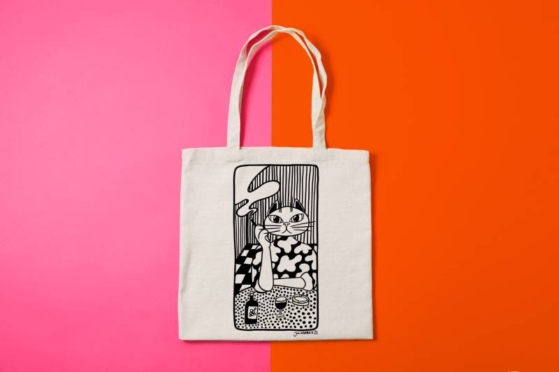 Cat Lady, Cat Woman Bag, Jute Cotton von JuliaSobekArt