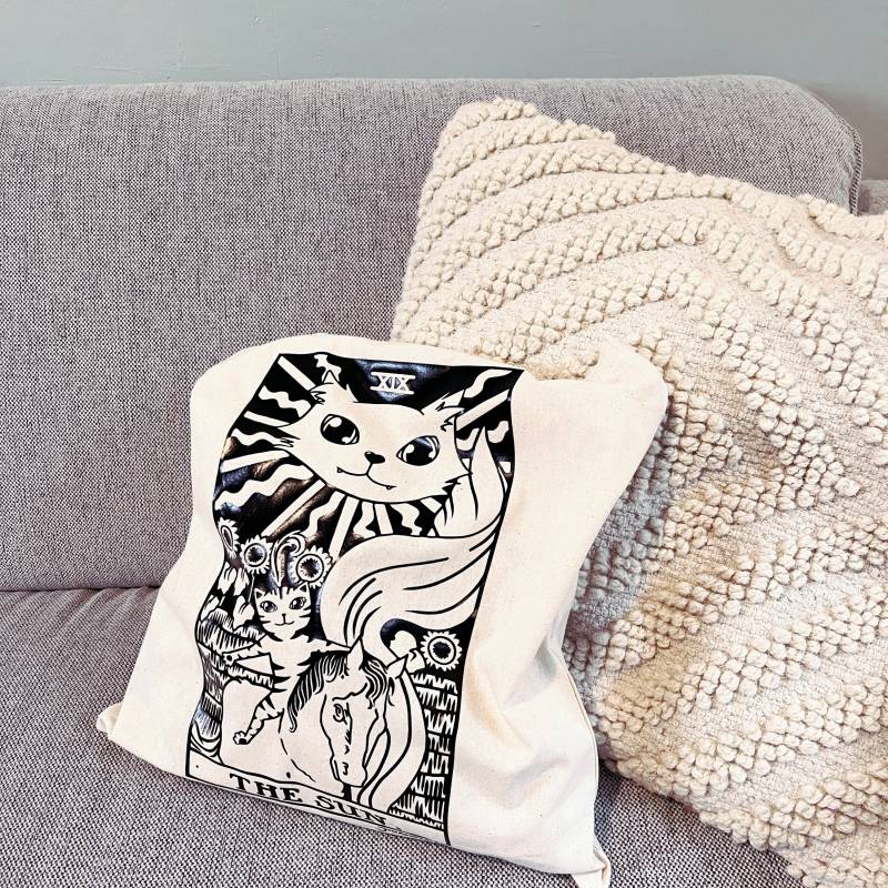 Tarot The Sun Bag, Cat Tarot, Bag, Katzen Jute Beutel, Beutel von JuliaSobekArt