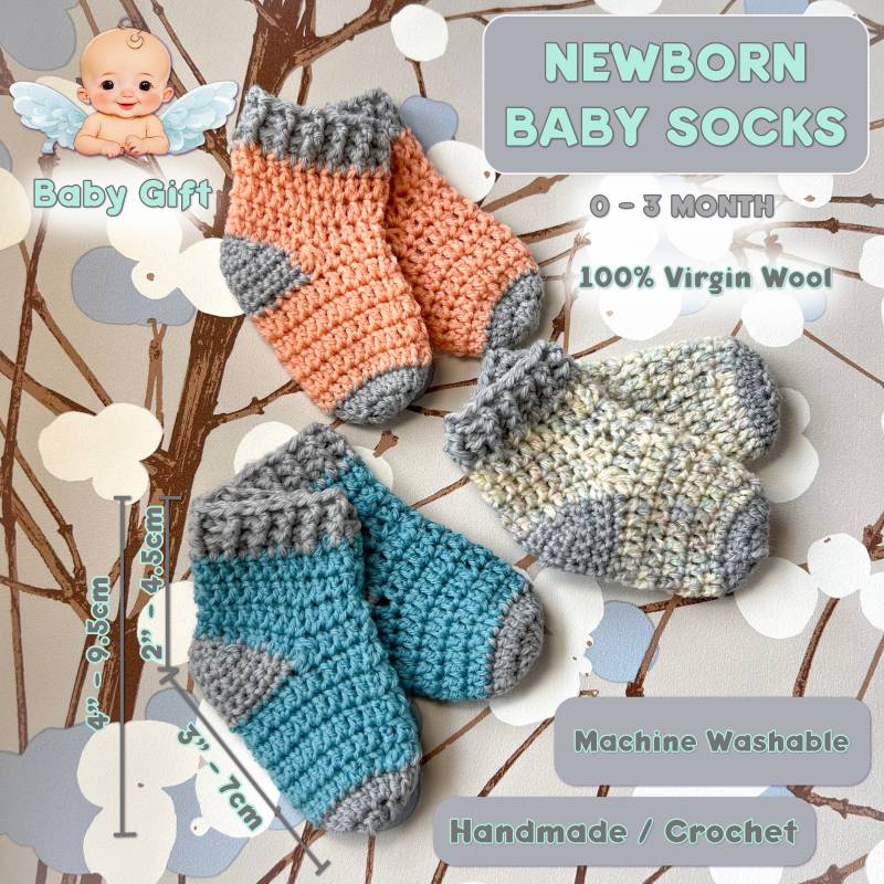 100% Schurwolle Gehäkelte Babysocken, Perfektes Geschenk Zur Geburt Für Jungen Und Mädchen, Babypartygeschenk Schwangerschaftsankündigung, Andenken 100% Schurwolle Gehäkelte Babysocken, Perfektes Geschenk Zur Geburt Für Jungen Und Mädchen, Babypartygeschenk Schwangerschaftsankündigung, Andenken von JuliaUK