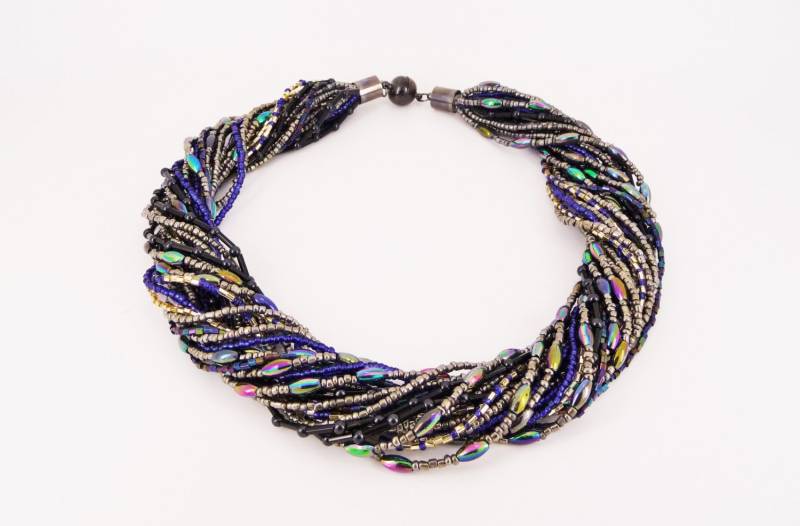 Handgemachte Perlen Necklace Mit 25 Stränge - Bunte & Bronze Handgemachte Perlen Necklace Mit 25 Stränge - Bunte & Bronze von JuliaUK