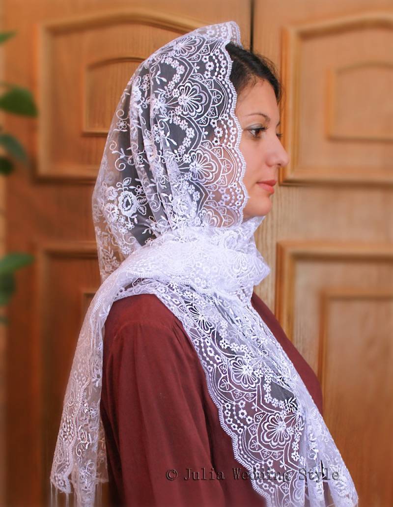 Mantilla Schleier Christlicher Kopfbedeckungsschal von JuliaWeddingStyle