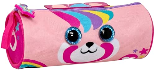 Federmäppchen & Schlampermäppchen – 21x8 cm – Für Schule (Klasse 1–6) – Reißverschluss – Geschenk für Mädchen – Julian Ross Bär mit Regenbogen, 3D-Design von Julian Ross