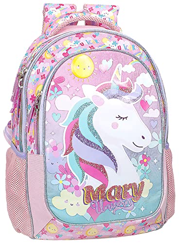 Julian Ross Schulrucksack für Mädchen und Mädchen, mit gepolsterter und verstärkter Rückenlehne, verstellbare Schultergurte, 43 cm, 33 x 15 x 43 h, Einhorn Mary 23 von Julian Ross