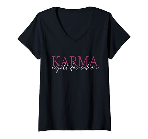 Damen Karma regelt das schon T-Shirt mit V-Ausschnitt Damen Karma regelt das schon T-Shirt mit V-Ausschnitt von Julianadecor