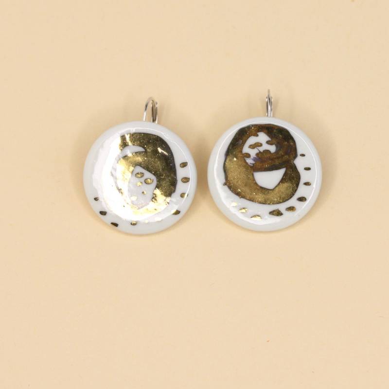 Ohrringe Aus Porzellan in Gold, Weiß Und Silber Ohrringe Aus Porzellan in Gold, Weiß Und Silber von JulianeBlank