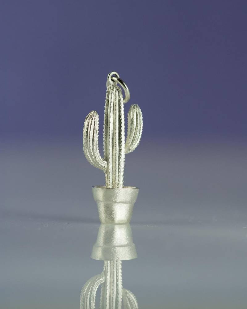 Anhänger Silber Kaktus Silberanhänger Für Kakteenfreund Handarbeit Von Goldschmied Angefertigt Echt 925 Kakteenschmuck Ausgefallen von GoldLinien