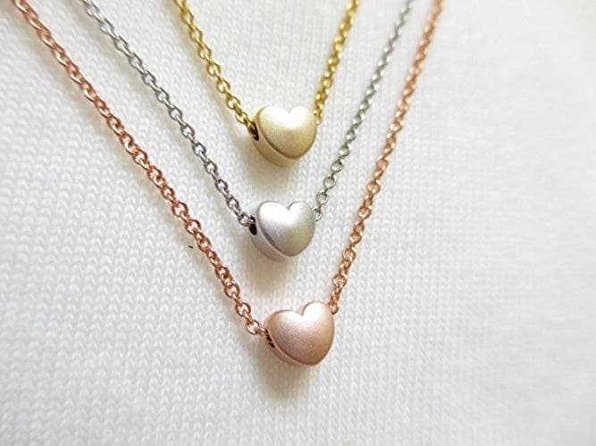 Herz Halsketten Rosegold Silber Gold Matt| Liebe | Zierliche Minimal Simple von JuliannaCreationsCo