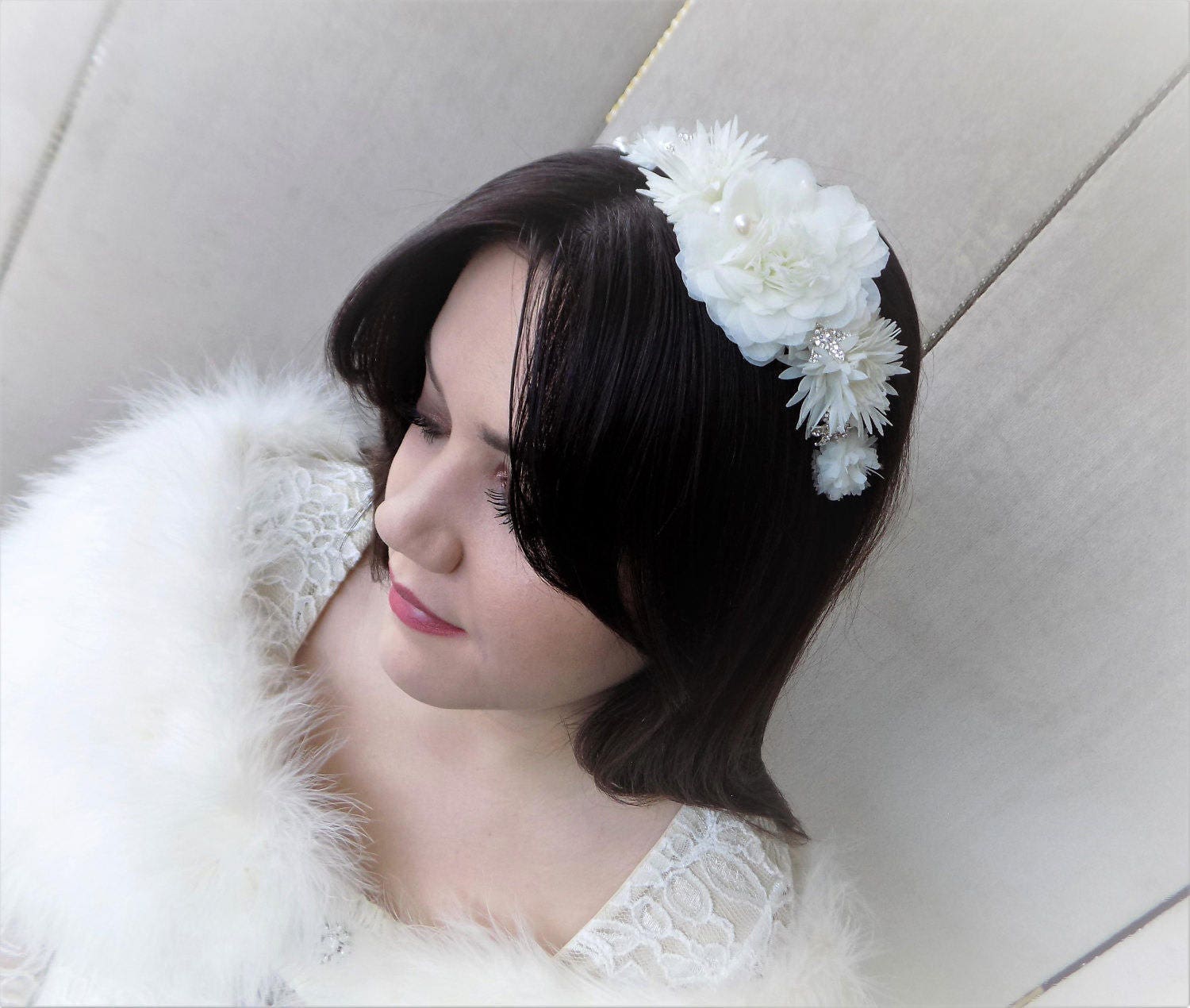 Elfenbein Blume Perle & Diamante Hochzeit Stirnband Elfenbein Blume Perle & Diamante Hochzeit Stirnband von JuliannaLockett