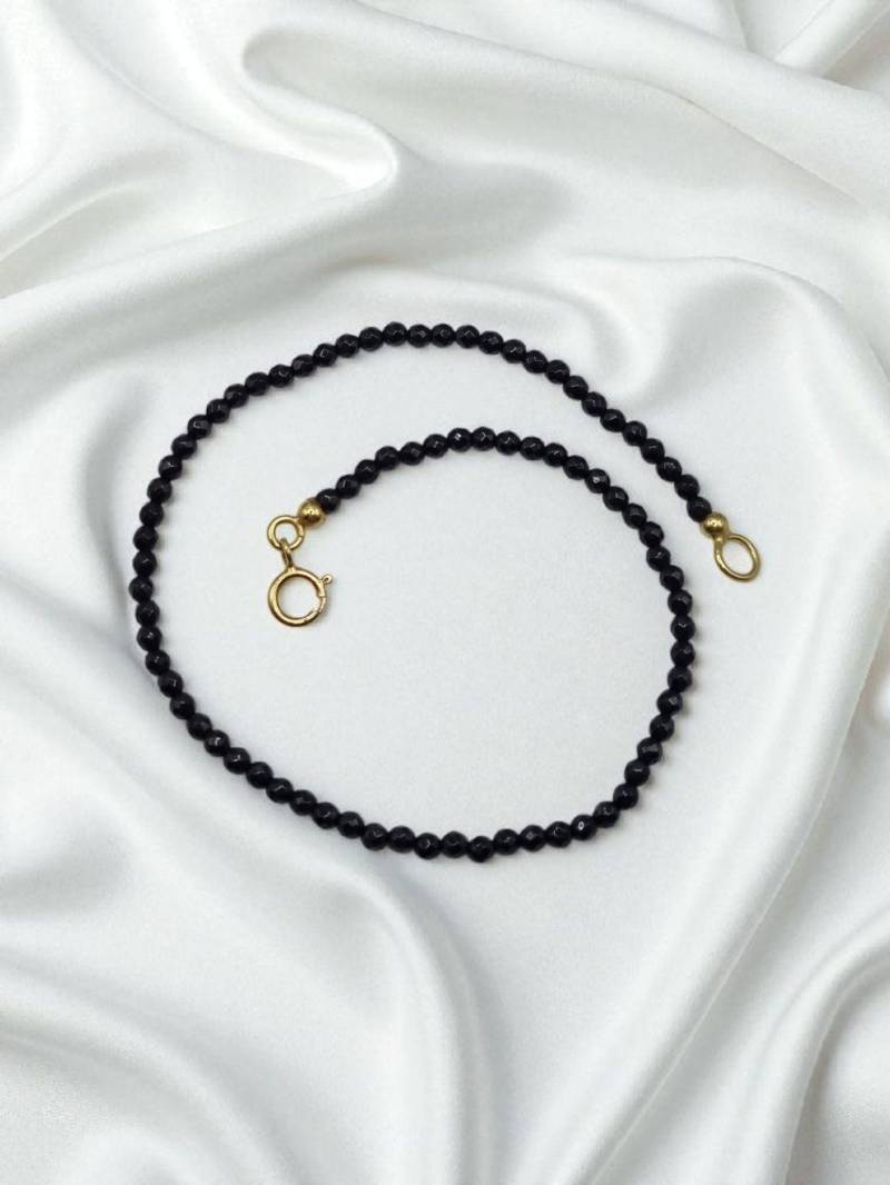 Armband Schwarzer Spinell Facettiert in 925 Sterling Silber Vergoldet von JuliasJewelryJJ