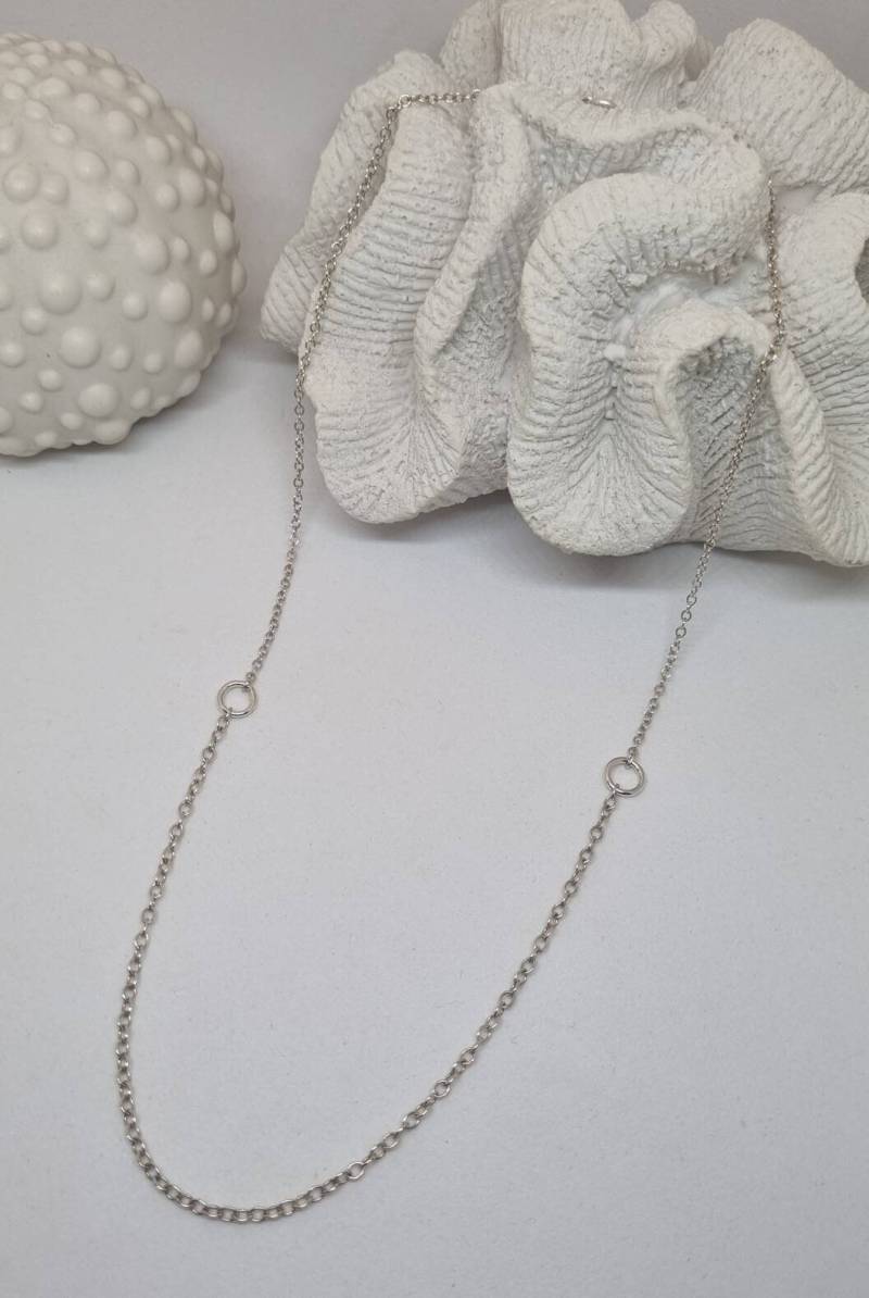Kette Halskette Mit Ringen in 925 Sterling Silber 42cm Schlicht von JuliasJewelryJJ