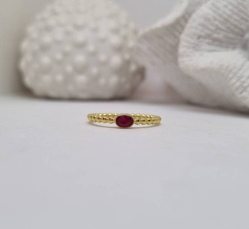 Kugelring Rubin Echt Oval in 925 Sterling Silber Vergoldet Verlobungsring Hochzeit Brautschmuck von JuliasJewelryJJ