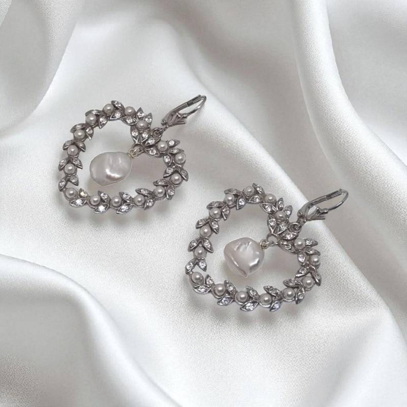 Ohrringe Herzen Mit Echten Süßwasserperlen Und Simili in 925 Sterling Silber Hochzeit Brautschmuck Oktoberfest Tracht von JuliasJewelryJJ