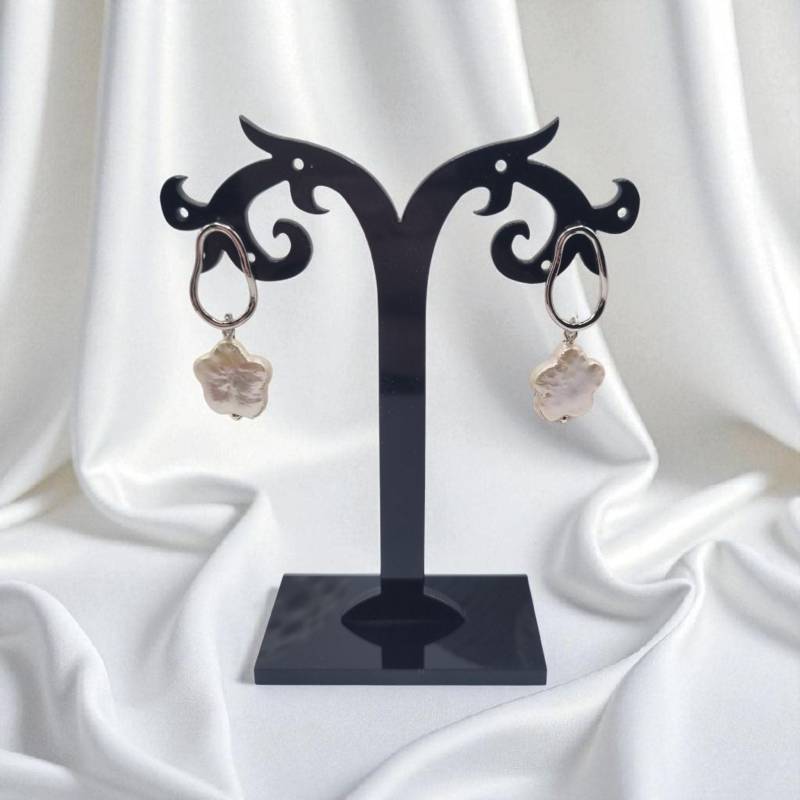 Ohrringe Ohrstecker Mit Echter Süßwasserperle Blume 925 Sterling Silber Und Versilbert von JuliasJewelryJJ