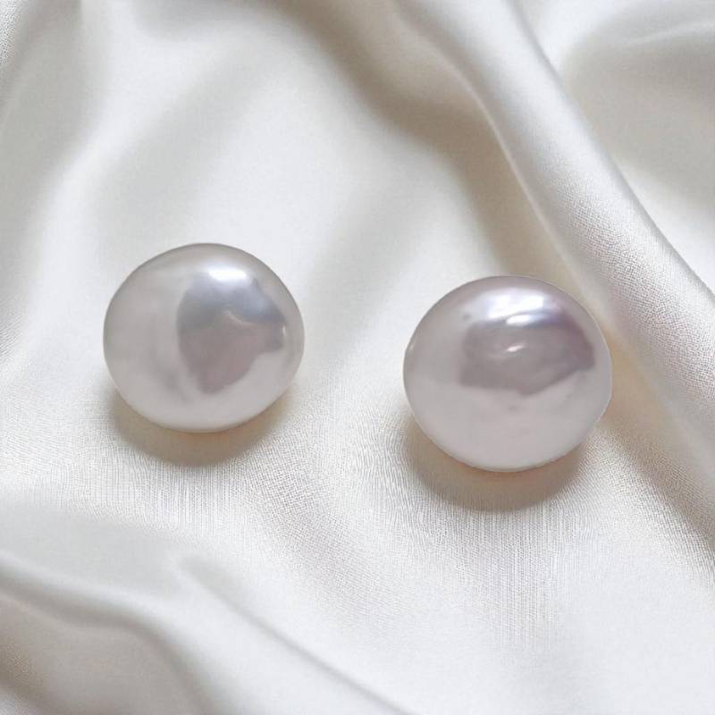 Süßwasserperlen Ohrringe Rund Coin 925 Sterling Silber von JuliasJewelryJJ