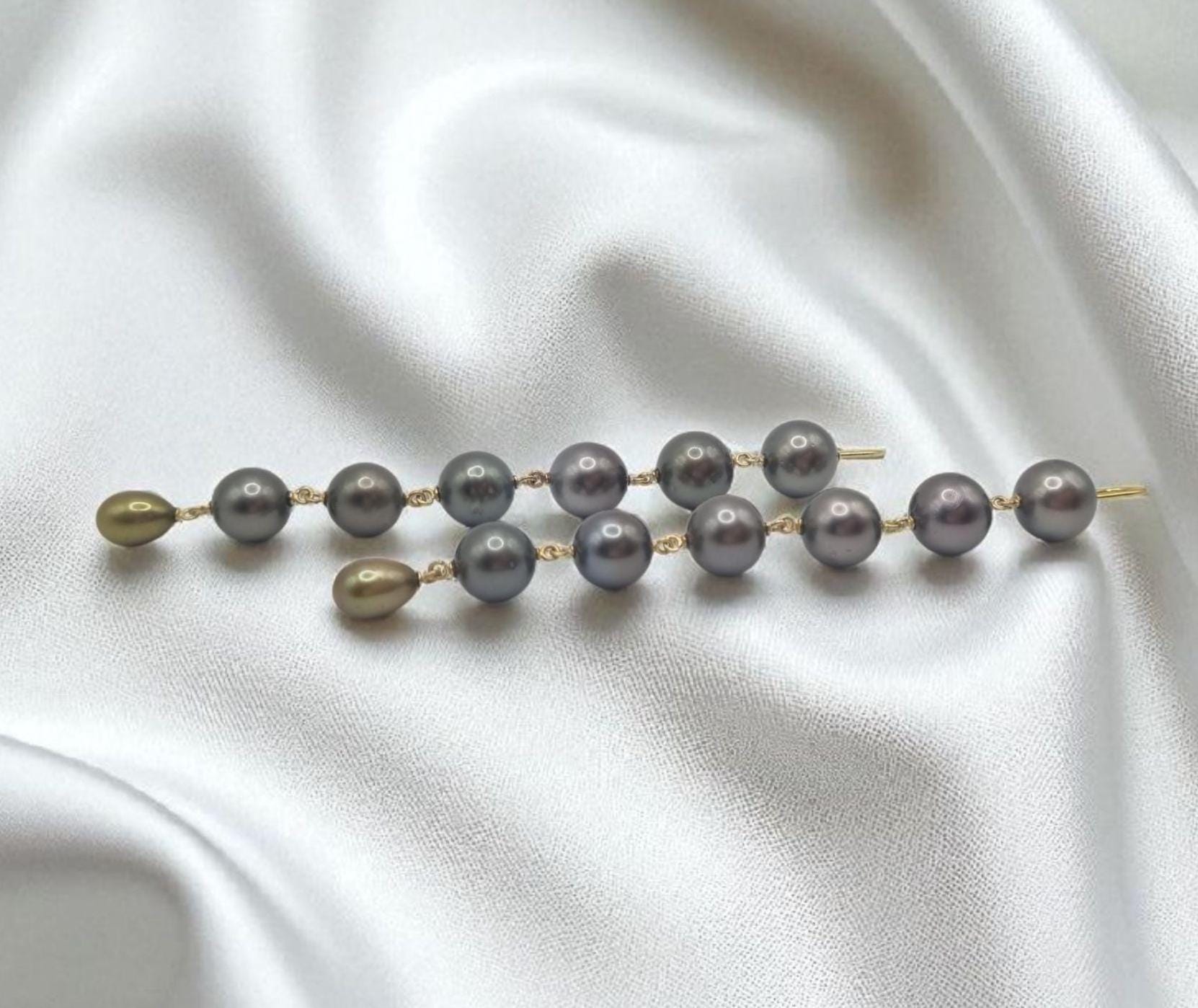 Tahitiperlen Ohrringe Mit Süßwasserperlen in 925 Sterling Silber Vergoldet von JuliasJewelryJJ