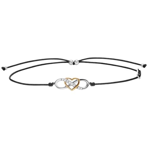 Julie Julsen Damen Schmuck Armband aus rhodiniertem und vergoldetem bicolor 925 Sterling Silber mit Zirkonia | Silber-Arm-Bändchen als Geschenk für Frauen und Mädchen von Julie Julsen