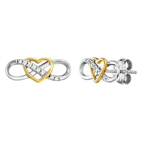 Julie Julsen Damen Schmuck Ohrringe/Ohrstecker aus rhodiniertem und vergoldetem bicolor 925 Sterling Silber mit Zirkonia | Silber-Stecker als Geschenk für Frauen und Mädchen von Julie Julsen