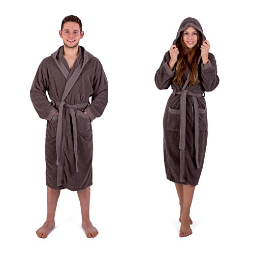 Julie Julsen Flauschiger Bademantel für Damen & Herren in den Größen S-XXXL und aktuellen Farben - Saunamantel Morgenmantel Baumwolle Kapuze Anthrazit S von Julie Julsen