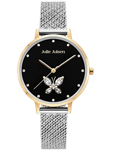 Julie Julsen JJW1187YGSME-2 Butterfly Uhr Damenuhr Metall 3 bar Analog Silber von Julie Julsen