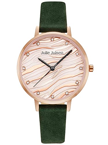 Julie Julsen JJW1396RGL-16 Wave Uhr Damenuhr Leder Edelstahl 3 bar Analog grün von Julie Julsen