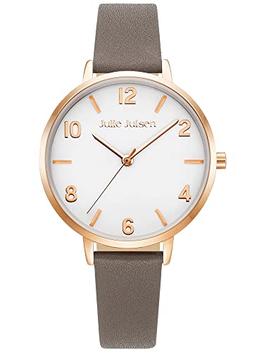 Julie Julsen JJW1486RGL-7 Basic Uhr Damenuhr Leder Edelstahl 3 bar Analog grau von Julie Julsen