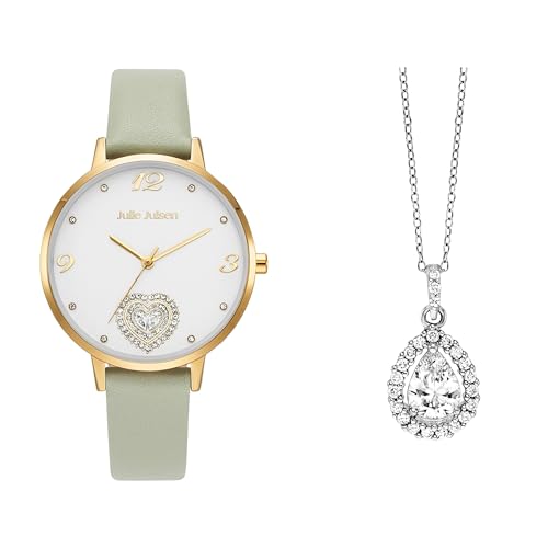 Julie Julsen JJW2105YGL-SET Set Uhr & Collier Uhr Damenuhr Leder Analog grün von Julie Julsen