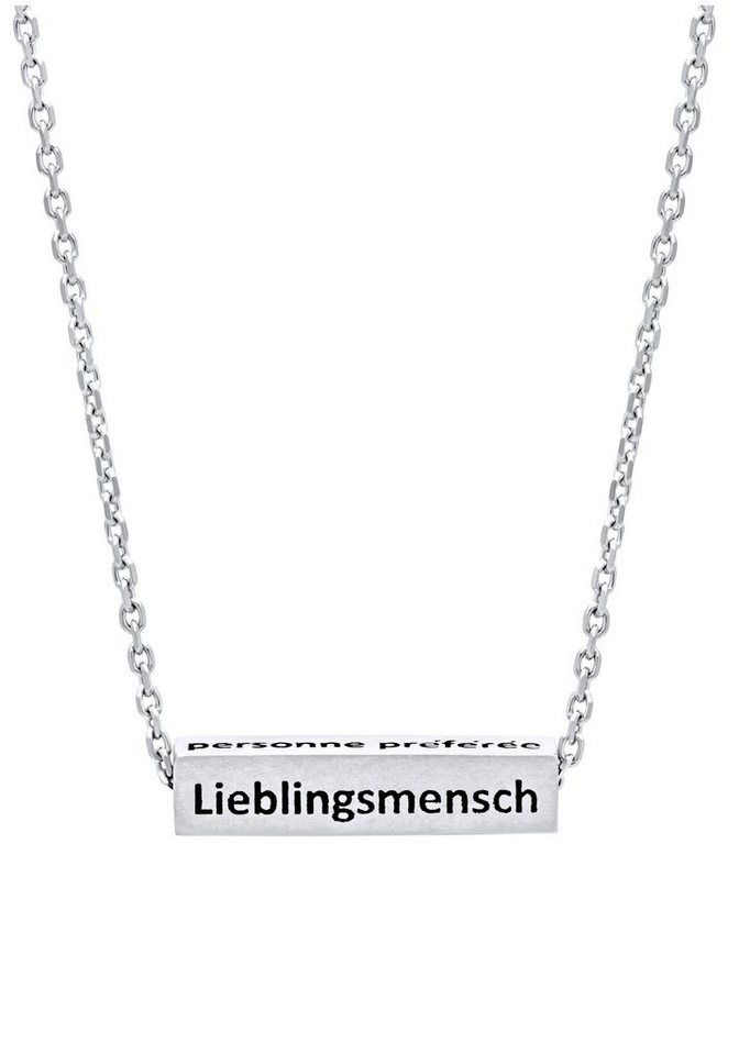 Julie Julsen Kette mit Anhänger CUBE, KETTE SILBER »LIEBLINGSMENSCH«, JJNE0709.1 von Julie Julsen