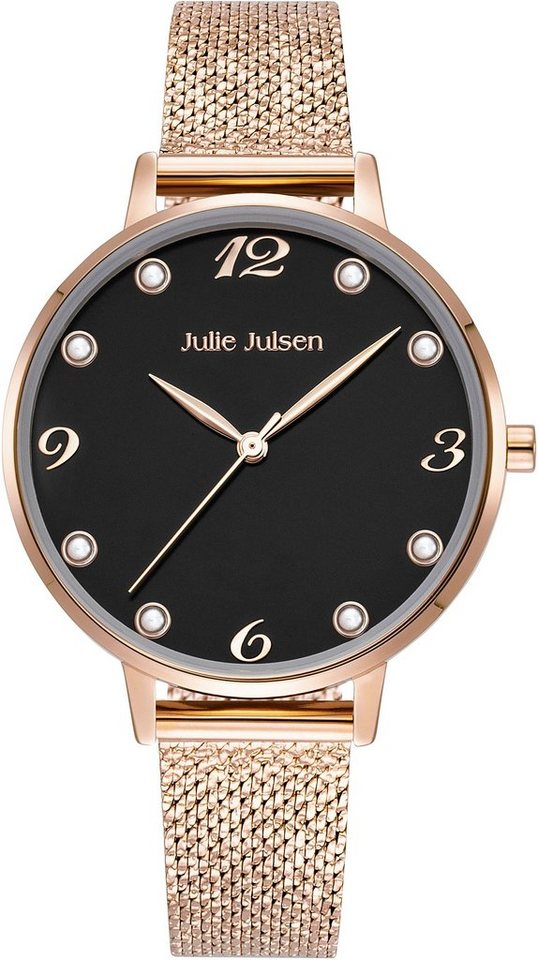 Julie Julsen Quarzuhr Julie Julsen Pearl Black Rosé, JJW1008RGM-S, Perlen von Julie Julsen
