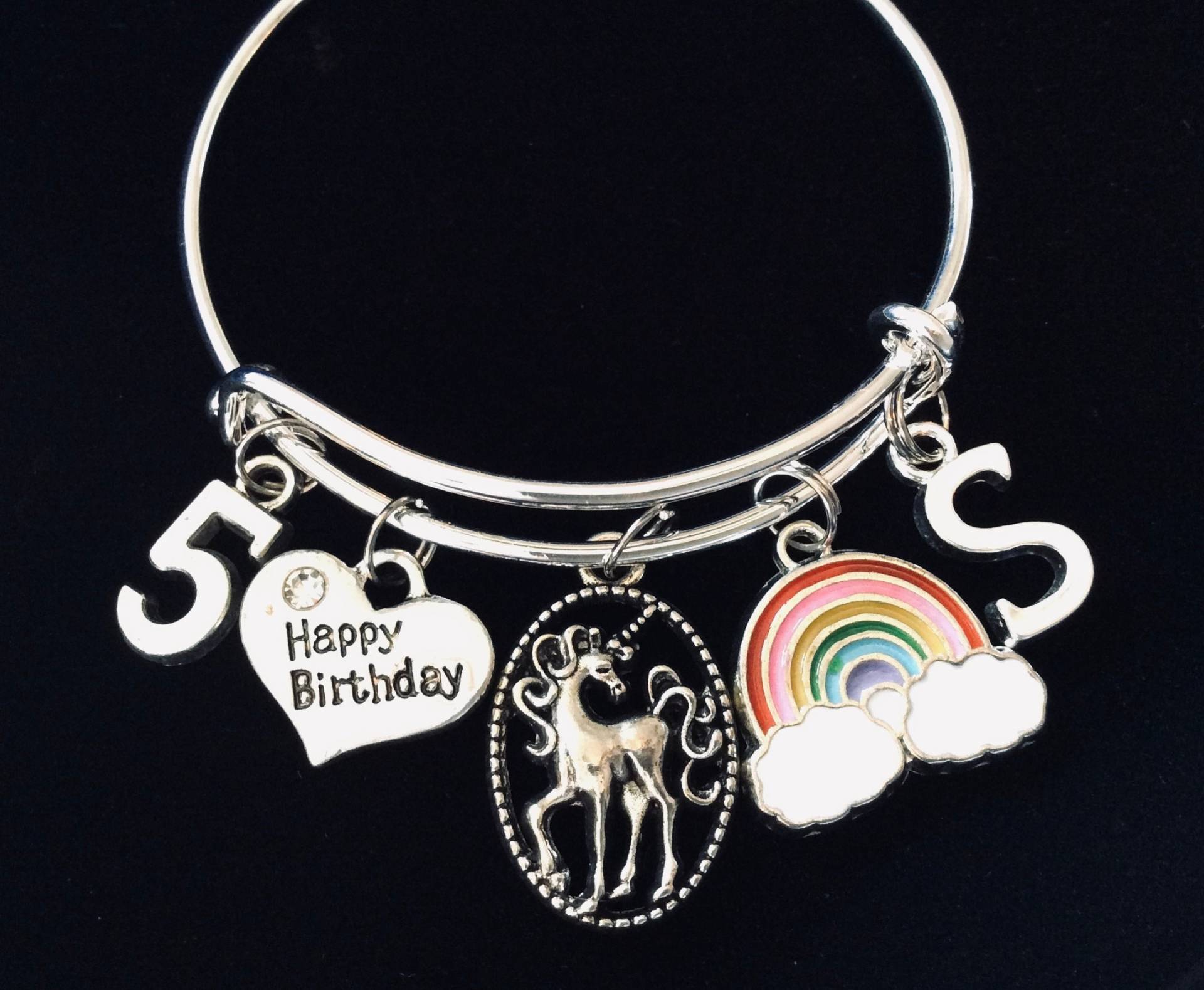 Geburtstagsgeschenk Für 5 Jahre Altes Mädchen-Kind-Größe Verstellbares Erweiterbares Einhorn-Bettel-Armband Kind-Personalisiertes von JulieAnnDesigned