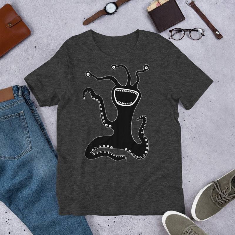 Gerade Schnitt T-Shirt Monster Volkskunst Sci Fi Schrullige Niedlich Geburtstag Einweihungsparty Geschenke Lustige Creepy Punk Alien Schräge Sachen von JulieFitzGeraldArt